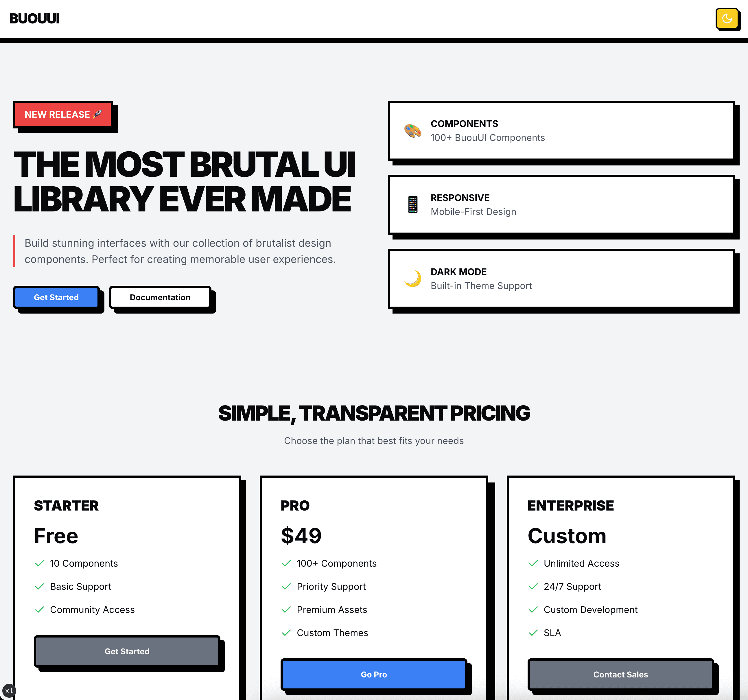 Brutal Retro landingpage