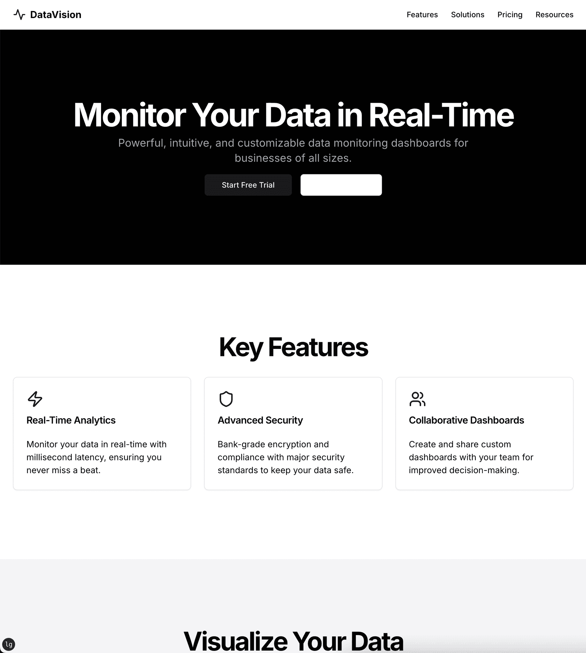 Data Monitor Landing Page