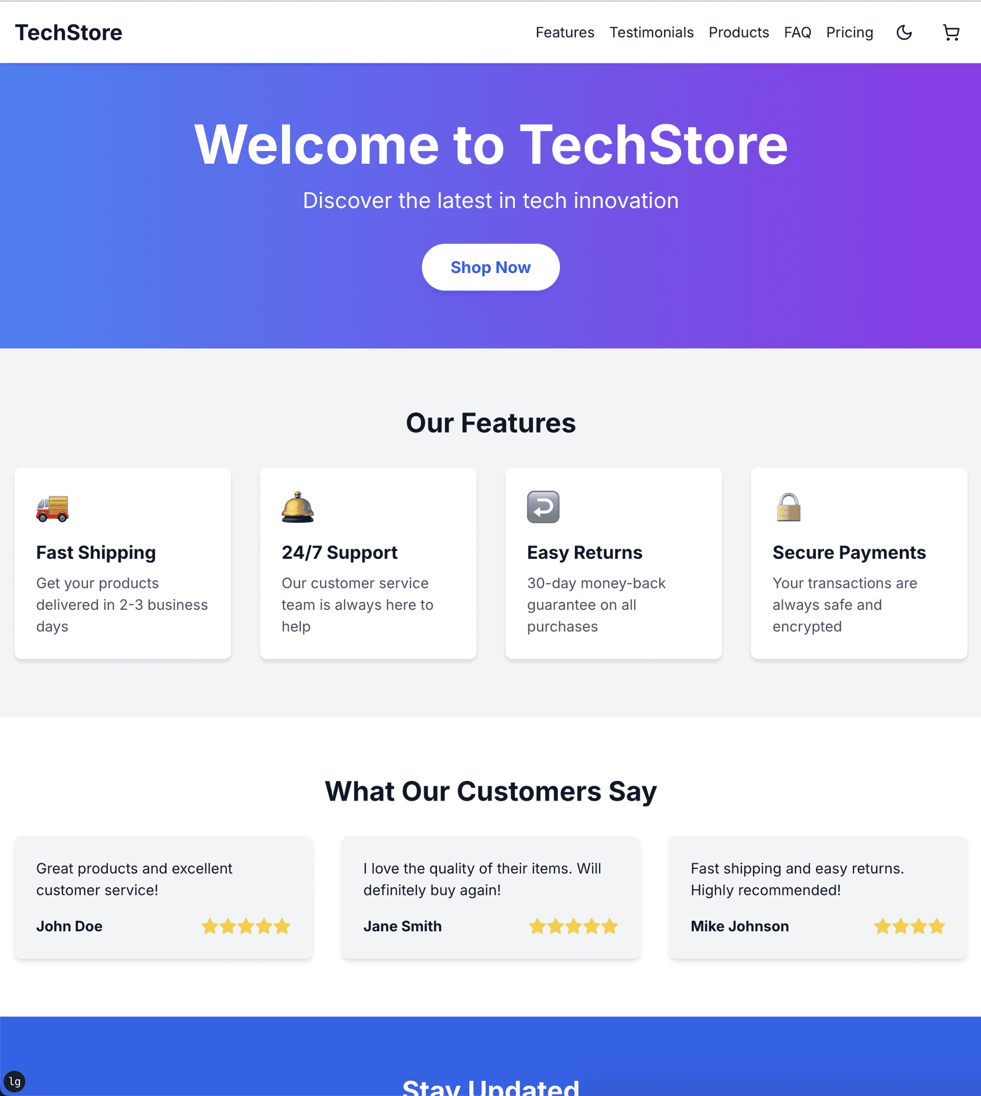 Ecommerce Landing Page